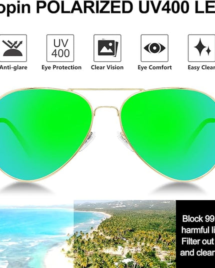 Joopin Polarized Metal Aviation Sunglasses Men, Classic Military Sun Glasses Women, Rectangle Shades UV400 Protection Costume