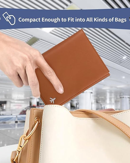 Pilot Wallet Passport Holder for Travel - RFID Blocking Genuine Leather Travel Document Holder with Gift Box Passport Wallet for Pilots Men and Women
