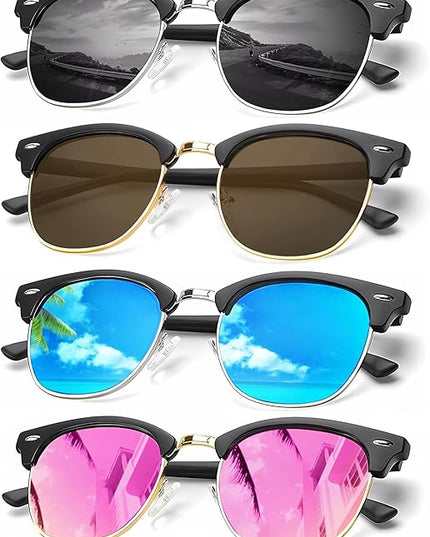 KALIYADI Sunglasses Men Polarized Sunglasses for Men Women Unisex Semi-Rimless Frame Retro Driving Sun Glasses UV Blocking