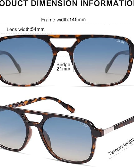 SOJOS Retro Aviator Sunglasses for Women Men,Trendy Rectangle Womens Mens Shades Sun Glasses SJ2202