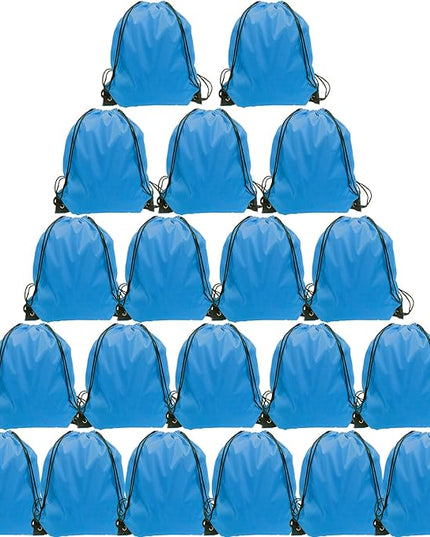 GoodtoU Drawstring Backpacks, Drawstring Bags Bulk Nylon Backpack Cinch Sack for Sport, Traveling, Team (20Pcs, Sky Blue)