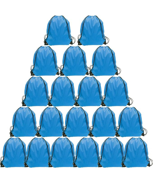 GoodtoU Drawstring Backpacks, Drawstring Bags Bulk Nylon Backpack Cinch Sack for Sport, Traveling, Team (20Pcs, Sky Blue)