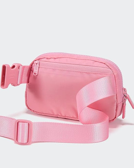 Pander Two Way Zipper Fanny Pack Nylon Everywhere Belt Bag for Women, Water Repellent Waist Packs, Crossbody Bags with Adjustable Strap (Light Pink).