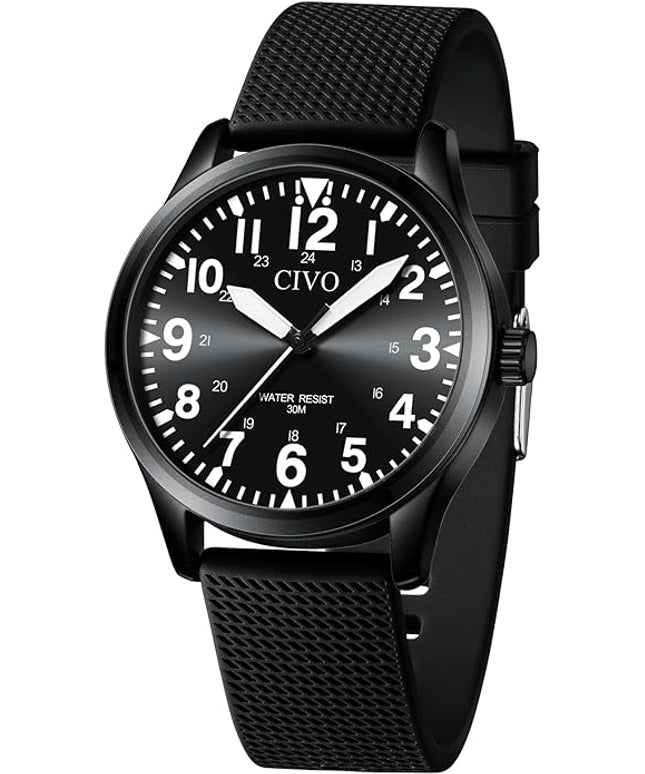 CIVO Analog Wrist Watches for Men: Waterproof Stainless Steel Mens Watches - Silver Watch with Easy Read Dial Men's Watch for Gift