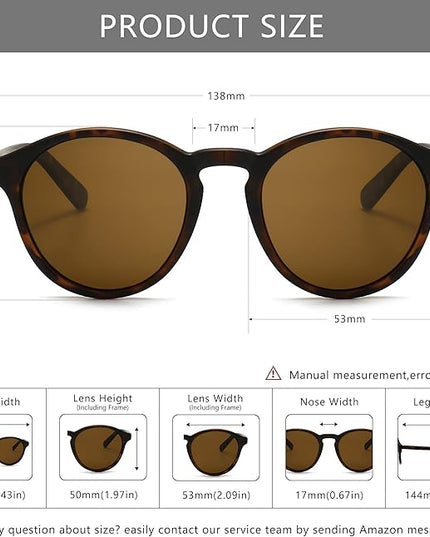 SUNGAIT Classic Vintage Round Polarized Sunglasses for Women Men Retro Style UV400