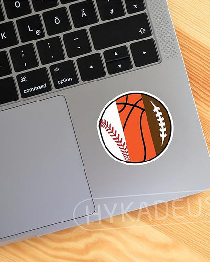 (3Pcs) Sports Ball Stickers, Baseball Basketball Football Mixed Ball Sticker, Waterproof Vinyl Decals for Water Bottle, Tumbler, Laptop, Phone Case, Scrapbooking, Sport Lovers, 3" x 3"