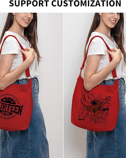 Women's blank large Size Canvas Crossbody Tote Handbags Shoulder Bag