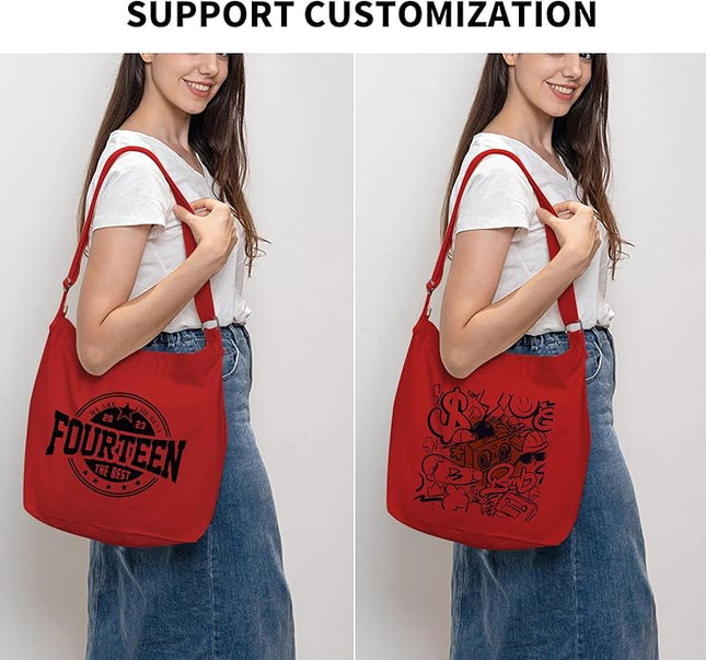 Women's blank large Size Canvas Crossbody Tote Handbags Shoulder Bag