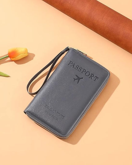 Leather RFID Blocking Passport Holder Travel Wallet, Passport Cover/Travel Wallet for Women/Men with
