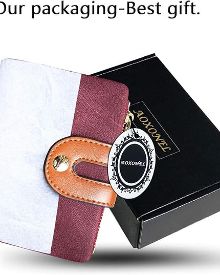 AOXONEL Women's Rfid Small Bifold Leather Wallet Ladies Mini Zipper Coin Purse id card Pocket,Slim Compact Thin