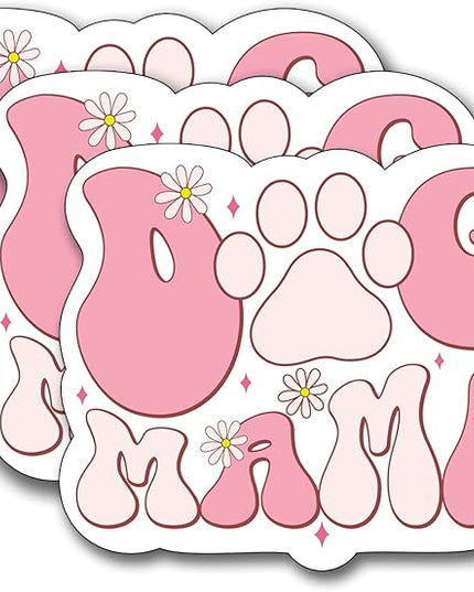 (3Pcs) Dog Mama Sticker, Decal Gifts Mom Decorate Books Laptop Phone Water Bottles Kindles Stickers Tumbler Sticker Waterproof Vinyl Decorate Sticker 3" Inch