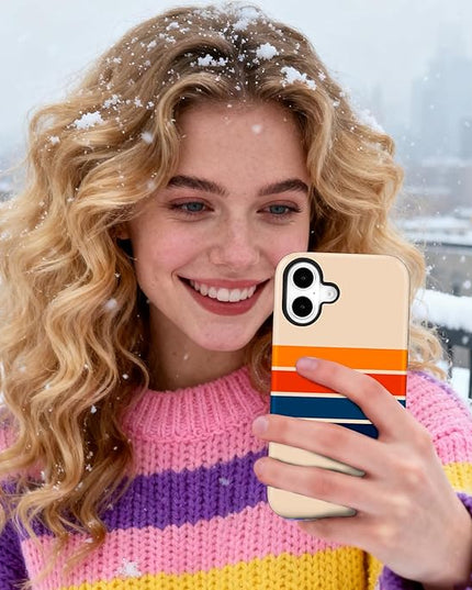Magnetic for iPhone 17 Case Cute Stripes Phone Case, Shockproof Slim TPU and Hard PC Protective Phone Cover Compatible with MagSafe Designed for Women Girls,