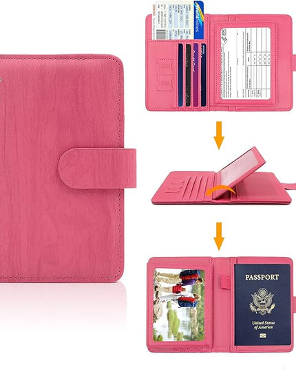 Melsbrinna Rfid Passport Holder for Travel women/Men, Cute Passport Wallet Rfid Blocking Card Slots, Rfid Passport Cover/CaseTravel Wallet, Passport Book Holder (1, Pink1)