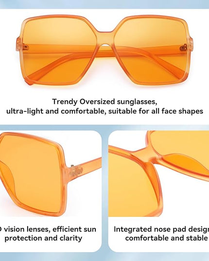 Dollger Oversized Square Sunglasses for Women Big Large Wide Fashion Shades for Men UV Protection Unisex