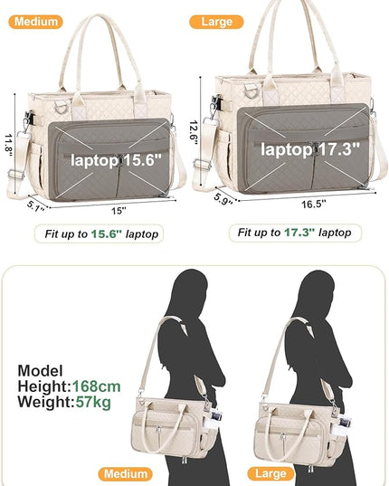 FIORETTO Teacher Tote Bag for Women with Laptop Compartment, Large Cup Holder, Zip Closure, Ideal for Work, Bible, Nurse