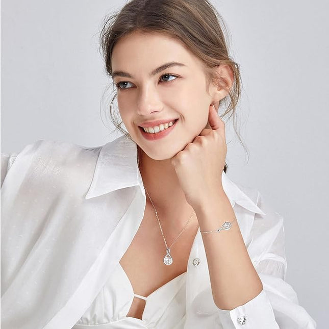 FANCIME Birthstone Necklaces for Women Fine Jewelry Sterling Silver Dainty Infinity Pendant Anniversary Birthday Christmas Gifts for Her Wife Mom Lady Daughter, Chain 16"+2" Extend