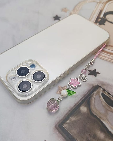 2 Pack Phone Charms, Cute Aesthetic Beaded PhoneCharm Strap Phone Lanyard String PhoneChain Accessories for Bag Keychain Airpods Camera Pendants