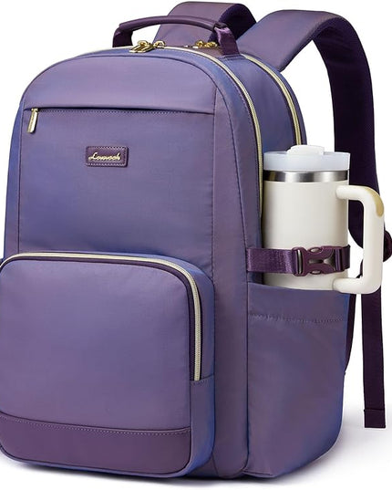 LOVEVOOK Laptop Backpack for Women with Pouch Pocket for Large Capacity Cup,17 Inch Laptop Computer Bag Travel Backpack Purse,Waterproof Work Business Backpack College Teacher Bags,Violet