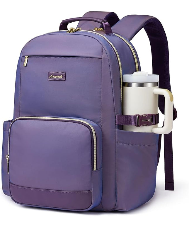 LOVEVOOK Laptop Backpack for Women with Pouch Pocket for Large Capacity Cup,17 Inch Laptop Computer Bag Travel Backpack Purse,Waterproof Work Business Backpack College Teacher Bags,Violet