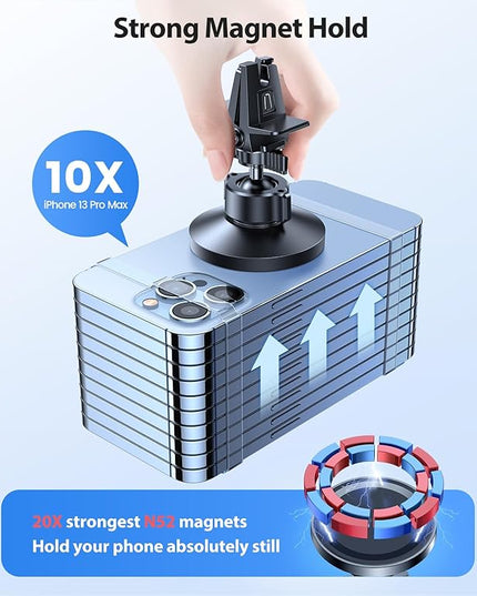 VICSEED for MagSafe Car Mount [Upgraded Strongest Magnet Power] Magnetic Phone Holder for Car Vent 360 Adjustable Magnetic Car Phone Holder Mount for iPhone 17 Air Pro Max 15 14 13 12 Plus Mini, Blue