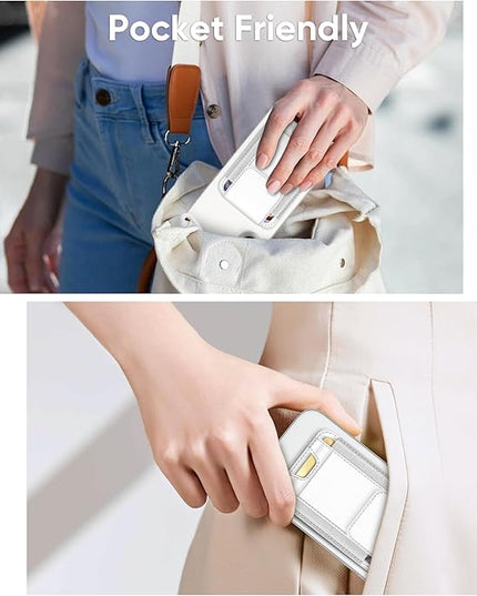FINPAC MagSafe Wallet, Magnetic Card Wallet Holder for iPhone 17/16/15/14/13/12 Series, Safe RFID Blocking Slim Leather 6 Card Holder for Women Men