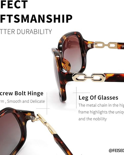 FEISEDY Vintage Square Polarized Sunglasses for Women UV400 Travel Driving Fashion Arcuate Sunglasses B2526