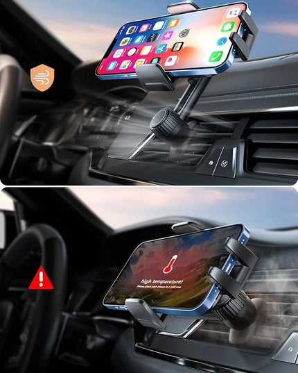 Phone Mount for Car Vent: [Never Blocking] Air Vent Cell Phones Holder for iPhone & Samsung Android Smartphone [Thick Cases Friendly] Hands-Free Auto Mobile Phone Stand (Pink)