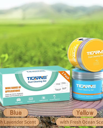 TICARVE 2Pack Cleaning Gel for Car Putty Car Cleaning Auto Gel Detail Tools Car Interior Cleaner Universal Dust Removal Gel Car Vent Cleaner Keyboard Cleaner Blue Yellow (320g/11.2oz)