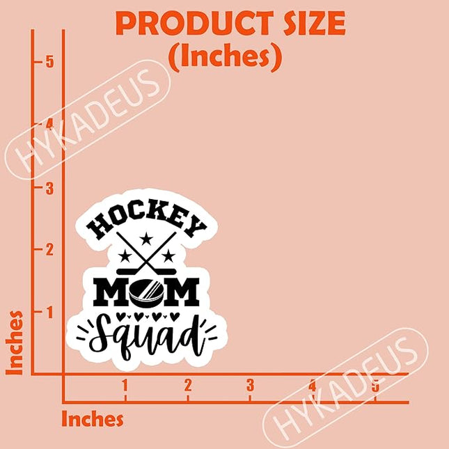 (3PCS) Hockey Mom Stickers – Hockey Mom Squad Vinyl Decals Waterproof for Laptop, Water Bottle, Tumbler, Phone – Hockey Gift for Moms, Mama, Mother – Size 3" x 2.7"