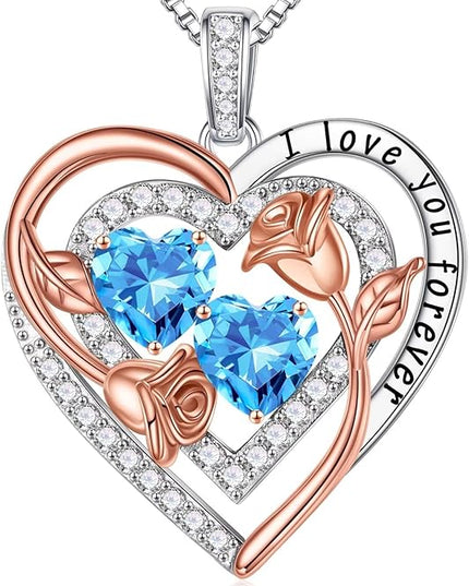 Iefil Christmas Gifts for Women - Sterling Silver Birthstone Necklace Anniversary Birthday Gifts for Her Wife Mom Daughter