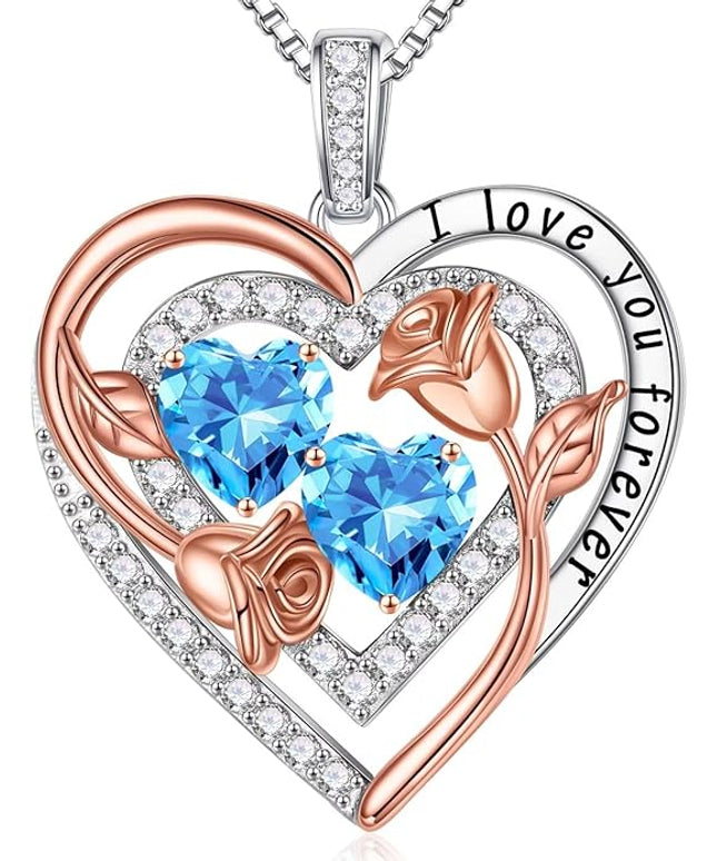 Iefil Christmas Gifts for Women - Sterling Silver Birthstone Necklace Anniversary Birthday Gifts for Her Wife Mom Daughter
