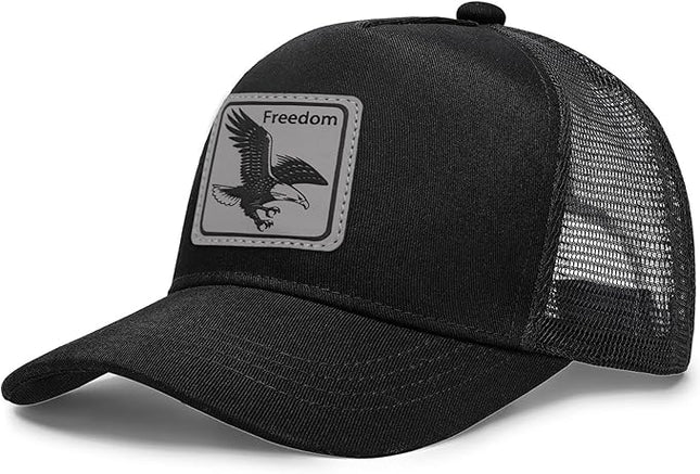 Animal Trucker Hats Leather Pattern Adjustable Snapback Mesh Animal Baseball Cap for Men