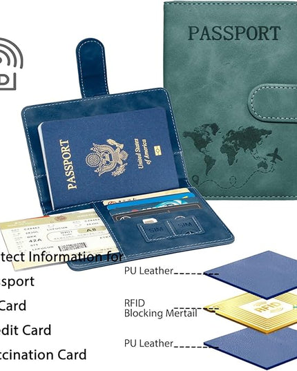 Passport Holder for Travel Essentials, 2 Pack Rfid Passport Cover for Women Men