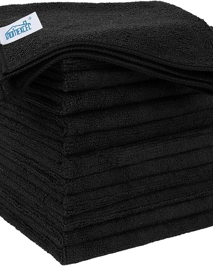 HOMEXCEL Microfiber Cleaning Cloths 12 Pack, Premium 16 x 16 inch Microfiber Towel for Cars, Ultra Absorbent Car Washing Cloth, Lint Free Streak Free Wash Cloths for Car, Kitchen, and Window, Black