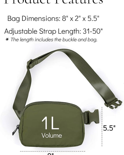 YOSHUYUKI Cross Body Fanny Packs for Women Men Fashion Waist Bag Pouch Nylon Small Travel Crossbody Bags Mini Purse Everywhere Belt Bag Bum Bag with Adjustable Strap for Running Hiking Dim Olive