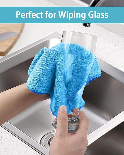 HOMEXCEL Blue Microfiber Cleaning Cloth, 100 Pack Cleaning Towels for Kitchen, Lint Free, Scratch-Free, Highly Absorbent, and Reusable Cleaning Rags for House, Window and Glass, Cars, 11.5 X11.5 inch