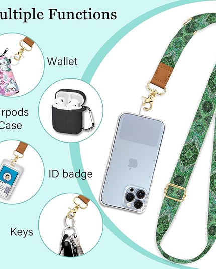 Phone Lanyard Crossbody Wrist Strap, Boho Bohemain Cell Phone Lanyards for Around the Neck Wristlet Shoulder, Adjustable Strap for Keys Accessories Travel Essentials