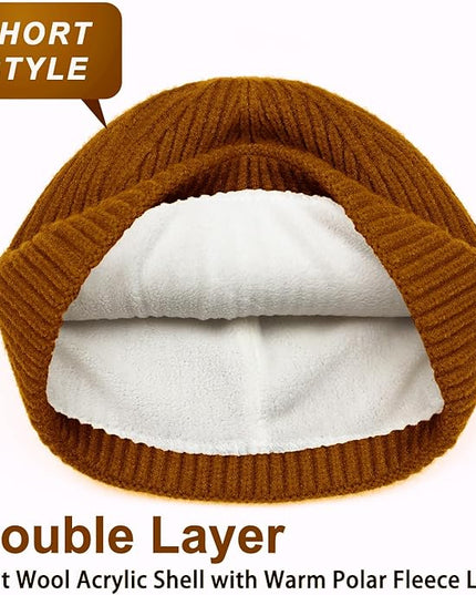 ROYBENS Swag Wool Knit Cuff Short Fisherman Beanie for Men Women, Winter Warm Hats