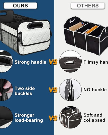 Deosk Car Trunk Organizer for SUV, Car Organizers and Storage with 6 Pocket, Car Accessories for Women/Men 70L Waterproof Polyester Trunk Organizer(Large, Beige)