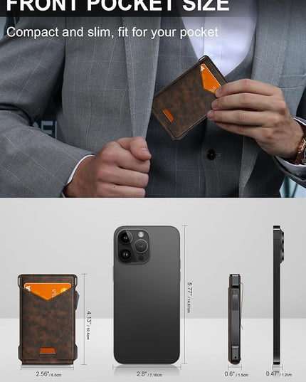 Wallet for Men RFID Wallet with 2 ID Windows & Money Clip, Slim Pop Up Card Holder for 10-12 Cards, Bifold Minimalist Smart Wallet for Front Pocket, Compact Metal Credit Card Holder, Gifts for Men