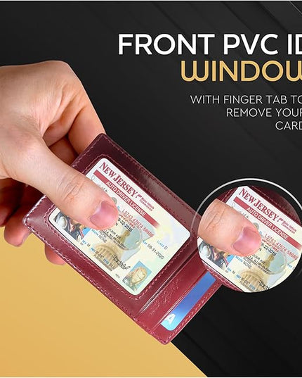 Money Clip Leather Wallet For Men Slim Front Pocket RFID Blocking with Super Strong Magnetic