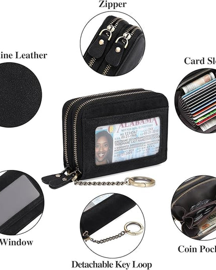 GOIACII Small Genuine Leather Wallet for Women, RFID Blocking Credit Card Holder Wallet