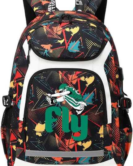 American Football Player 26 Multifunction Rugby Backpack Travel Laptop Daypack Night Reflective Strip Fans Bag (R - Pattern 3)