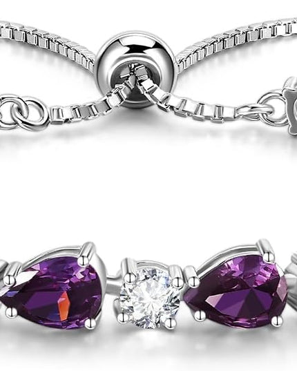 FANCIME Shine of Tears Birthstone Tennis bolo Bracelets Sterling Silver Tennis Bracelets Charm Fine Jewelry Birthday Gifts for Women Mom
