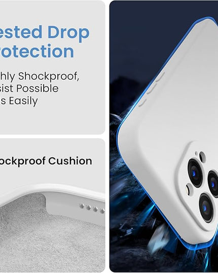 FireNova Designed for iPhone 15 Pro Max Case, Silicone Upgraded [Camera Protection] Phone Case with [2 Screen Protectors], Soft Anti-Scratch Microfiber Lining Inside, 6.7 inch, White