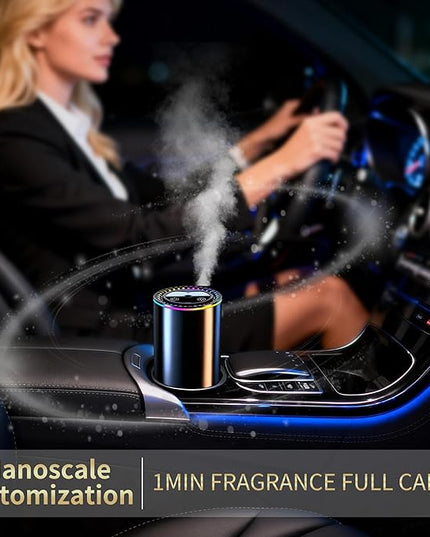 Smart Car Air Freshener Diffuser, Car Essential Diffuser with Starry Sky Projection, Auto On/Off, 3 Mode Adjustable Rechargeable Aroma Diffusers, Design for Bedroom, Office, Restrooms