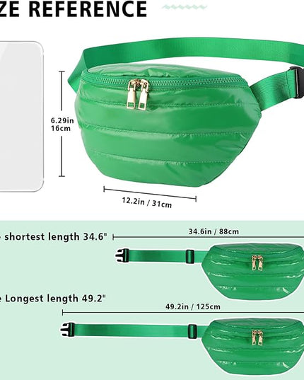 Fanny Packs for Women Fashion Waist Packs Quilted Puffer Belt Bag Puffy Crossbody Bags Sling Purse for Women Travel Running