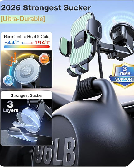 TORRAS 2026【Strongest Suction & Ultra-Durable】 Phone Holders for Your Car,【Patent & Safety Certs】 Car Phone Holder Mount Truck Stand for Dashboard Windshield Vent for iPhone 17 16 15 14 13, Sage