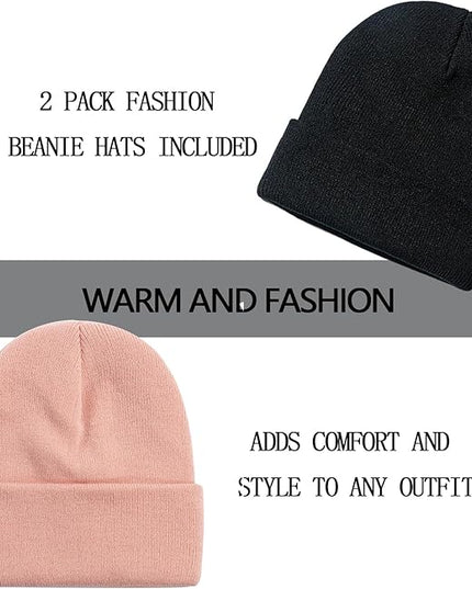 ZOORON 1&2 Pack Beanie for Men Women Slouchy Beanie Hats Winter Knit Caps Soft Ski Hat Unisex