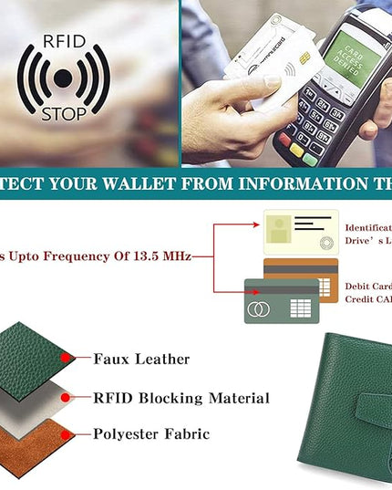 FALAN MULE Small Wallet for Women Leather Bifold Compact RFID Blocking Small Womens Wallet Purse